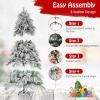imageGoplus 45ft PreLit Snow Flocked Christmas Tree Artificial Hinged Full Xmas Tree with 279 PVC ampamp Pine Needles ampamp WillowLike PE Tips 150 Warm White LED Lights for Office Home Decoration6FT