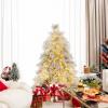 imageGoplus 45ft PreLit Snow Flocked Christmas Tree Artificial Hinged Full Xmas Tree with 279 PVC ampamp Pine Needles ampamp WillowLike PE Tips 150 Warm White LED Lights for Office Home Decoration4ft 6in