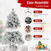 imageGoplus 45ft PreLit Snow Flocked Christmas Tree Artificial Hinged Full Xmas Tree with 279 PVC ampamp Pine Needles ampamp WillowLike PE Tips 150 Warm White LED Lights for Office Home Decoration4ft 6in
