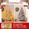 imageGoplus 45ft PreLit Snow Flocked Christmas Tree Artificial Hinged Full Xmas Tree with 279 PVC ampamp Pine Needles ampamp WillowLike PE Tips 150 Warm White LED Lights for Office Home Decoration6FT