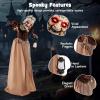 imageGoplus 5 FT Halloween Animatronic Talking Zombie Maid in Lantern Holiday Animated Decoration with Movable Head and Arms Red Light Up Eyes ampamp Sounds Halloween Prop for Indoor Outdoor Lawn Yard Patio5 FT Talking Zombie Maid