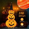 imageGoplus 5 FT Halloween Light Up Pumpkin Decoration Stacked Pumpkins with Witch Hat Buildin LED Lights Pop Up JackoLantern with Metal Stand for Indoor Outdoor Yard Holiday Decoration