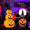 imageGoplus 5 FT Halloween Light Up Pumpkin Decoration Stacked Pumpkins with Witch Hat Buildin LED Lights Pop Up JackoLantern with Metal Stand for Indoor Outdoor Yard Holiday Decoration
