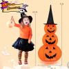 imageGoplus 5 FT Halloween Light Up Pumpkin Decoration Stacked Pumpkins with Witch Hat Buildin LED Lights Pop Up JackoLantern with Metal Stand for Indoor Outdoor Yard Holiday Decoration