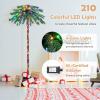 imageGoplus 6 FT PreLit Palm Tree Christmas Tree Artificial Lighted Palm Tree with 210 MultiColor LED Lights Metal Base Nonflammable 100 New PVC Tropical Xmas Tree for Home Office Holiday DecorMulticolor