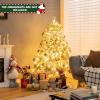 imageGoplus 6FT Snow Flocked Christmas Tree Hinged Pine Tree Artificial Premium PVC NeedlesSolid Metal Stand Xmas Full Tree for Indoor and OutdoorPrelit