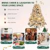 imageGoplus 6FT Snow Flocked Christmas Tree Hinged Pine Tree Artificial Premium PVC NeedlesSolid Metal Stand Xmas Full Tree for Indoor and OutdoorPrelit