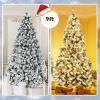 imageGoplus 6FT Snow Flocked Christmas Tree Hinged Pine Tree Artificial Premium PVC NeedlesSolid Metal Stand Xmas Full Tree for Indoor and OutdoorPrelit