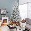 imageGoplus 6FT Snow Flocked Christmas Tree Hinged Pine Tree Artificial Premium PVC NeedlesSolid Metal Stand Xmas Full Tree for Indoor and OutdoorUnlit