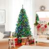 imageGoplus 6ft Artificial PreLit Christmas Tree 3MinuteSetup Hinged Full Xmas Tree with 260 MultiColor LED Lights 666 Branch Tips Foldable Metal Stand for Indoor Home Office DecorGreen