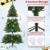 imageGoplus 6ft Artificial PreLit Christmas Tree 3MinuteSetup Hinged Full Xmas Tree with 260 MultiColor LED Lights 666 Branch Tips Foldable Metal Stand for Indoor Home Office DecorGreen With Red Berries
