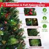 imageGoplus 6ft Artificial PreLit Christmas Tree 3MinuteSetup Hinged Full Xmas Tree with 260 MultiColor LED Lights 666 Branch Tips Foldable Metal Stand for Indoor Home Office DecorGreen With Red Berries