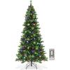 imageGoplus 6ft Artificial PreLit Christmas Tree 3MinuteSetup Hinged Full Xmas Tree with 260 MultiColor LED Lights 666 Branch Tips Foldable Metal Stand for Indoor Home Office DecorGreen With Red Berries