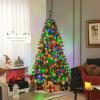 imageGoplus 6ft Artificial PreLit Christmas Tree 3MinuteSetup Hinged Full Xmas Tree with 260 MultiColor LED Lights 666 Branch Tips Foldable Metal Stand for Indoor Home Office DecorGreen