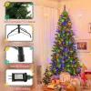 imageGoplus 6ft Artificial PreLit Christmas Tree 3MinuteSetup Hinged Full Xmas Tree with 260 MultiColor LED Lights 666 Branch Tips Foldable Metal Stand for Indoor Home Office DecorGreen With Red Berries
