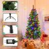 imageGoplus 6ft Artificial PreLit Christmas Tree 3MinuteSetup Hinged Full Xmas Tree with 260 MultiColor LED Lights 666 Branch Tips Foldable Metal Stand for Indoor Home Office DecorGreen With Red Berries