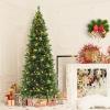 imageGoplus 6ft Artificial PreLit Christmas Tree 3MinuteSetup Hinged Full Xmas Tree with 260 MultiColor LED Lights 666 Branch Tips Foldable Metal Stand for Indoor Home Office DecorGreen With Red Berries