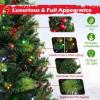 imageGoplus 6ft Artificial PreLit Christmas Tree 3MinuteSetup Hinged Full Xmas Tree with 260 MultiColor LED Lights 666 Branch Tips Foldable Metal Stand for Indoor Home Office DecorGreen With Red Berries