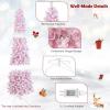 imageGoplus 7ft Pink PreLit Pencil Christmas Tree Snow Flocked Artificial Slim Tree with 800 Branch Tips 300 LED Lights 8 Lighting Modes LifeLike Hinged Xmas Tree for Indoor Home Office Holiday Decor