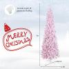 imageGoplus 7ft Pink PreLit Pencil Christmas Tree Snow Flocked Artificial Slim Tree with 800 Branch Tips 300 LED Lights 8 Lighting Modes LifeLike Hinged Xmas Tree for Indoor Home Office Holiday Decor