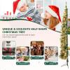 imageGoplus 7ft PreLit HalfShape Christmas Tree Artificial Xmas Tree W 403 Branch Tips 150 Warm White Lights Folding Metal Stand PVC ampamp Pine Needles for Indoor Office Home Party Holiday Decor