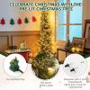 imageGoplus 7ft PreLit HalfShape Christmas Tree Artificial Xmas Tree W 403 Branch Tips 150 Warm White Lights Folding Metal Stand PVC ampamp Pine Needles for Indoor Office Home Party Holiday Decor