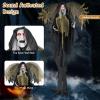imageGoplus 82 FT Halloween Standing Witch Poseable Halloween Animatronic Prop with Light up Eyes Sounds ampamp Movements LifeSize Animated Winged Witch for Haunted House Garden Yard Sound Activated