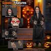 imageGoplus Animatronic Sitting Skeleton  Halloween Animated Moving Reaper With Light Up Eyes Motion ampamp Sound Activated Props for Indoor Outdoor Lawn Yard Patio