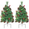imageGoplus Set of 2 29quot Outdoor Pathway Christmas Trees Battery Operated PreLit Artificial Xmas Trees with 30 Warm White LED Lights 8 Flash Modes Pine Trees for Porch Driveway Yard Garden Decor