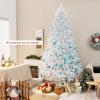 imageGoplus White Artificial Christmas Tree 6ft Premium Unlit Hinged Spruce Full Tree with 1000 Branch Tips and Metal Stand Easy Assembly for Indoor and Outdoor UseWhite
