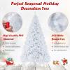 imageGoplus White Artificial Christmas Tree 6ft Premium Unlit Hinged Spruce Full Tree with 1000 Branch Tips and Metal Stand Easy Assembly for Indoor and Outdoor UseWhite