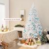imageGoplus White Artificial Christmas Tree 6ft Premium Unlit Hinged Spruce Full Tree with 1000 Branch Tips and Metal Stand Easy Assembly for Indoor and Outdoor UseWhite
