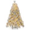 imageGoplus 45ft PreLit Snow Flocked Christmas Tree Artificial Hinged Full Xmas Tree with 279 PVC ampamp Pine Needles ampamp WillowLike PE Tips 150 Warm White LED Lights for Office Home Decoration6FT