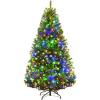 imageGoplus 5FT PreLit Artificial Christmas Tree Hinged Spruce Xmas Full Tree with 150 LED Multicolor Lights 11 Lighting Modes 600 PVC Branch Foldable Base for Indoor Home Office Decoration5ft