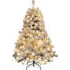 imageGoplus 6FT Snow Flocked Christmas Tree Hinged Pine Tree Artificial Premium PVC NeedlesSolid Metal Stand Xmas Full Tree for Indoor and OutdoorPrelit