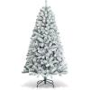 imageGoplus 6FT Snow Flocked Christmas Tree Hinged Pine Tree Artificial Premium PVC NeedlesSolid Metal Stand Xmas Full Tree for Indoor and OutdoorUnlit