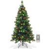imageGoplus 6ft Artificial PreLit Christmas Tree 3MinuteSetup Hinged Full Xmas Tree with 260 MultiColor LED Lights 666 Branch Tips Foldable Metal Stand for Indoor Home Office DecorGreen With Red Berries