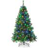 imageGoplus 6ft Artificial PreLit Christmas Tree 3MinuteSetup Hinged Full Xmas Tree with 260 MultiColor LED Lights 666 Branch Tips Foldable Metal Stand for Indoor Home Office DecorGreen