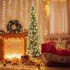imageGoplus 7ft PreLit HalfShape Christmas Tree Artificial Xmas Tree W 403 Branch Tips 150 Warm White Lights Folding Metal Stand PVC ampamp Pine Needles for Indoor Office Home Party Holiday Decor