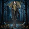 imageGoplus 82 FT Halloween Standing Witch Poseable Halloween Animatronic Prop with Light up Eyes Sounds ampamp Movements LifeSize Animated Winged Witch for Haunted House Garden Yard Sound Activated