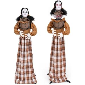 imageGoplus 5 FT Halloween Animatronic Talking Zombie Maid in Lantern Holiday Animated Decoration with Movable Head and Arms Red Light Up Eyes ampamp Sounds Halloween Prop for Indoor Outdoor Lawn Yard Patio58 FT Scary WomanWitch