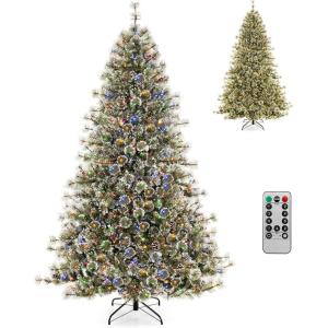 imageGoplus 75ft PreLit Artificial Christmas Tree Hinged Xmas Tree with 360 Quick Power Connector 530 Multicolor ampamp Warm White LED Lights 9 Modes 1086 Pine Needles ampamp PVC Tips Home Office Decoration