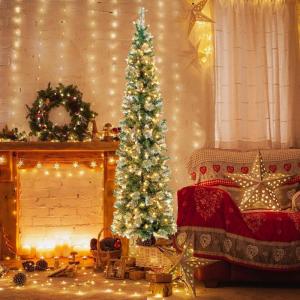 imageGoplus 7ft PreLit HalfShape Christmas Tree Artificial Xmas Tree W 403 Branch Tips 150 Warm White Lights Folding Metal Stand PVC ampamp Pine Needles for Indoor Office Home Party Holiday Decor