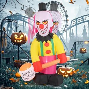 imageGoplus 8 Ft Halloween Inflatables Giant Blow up Halloween Clown Decorations with Moving Head Red Eyes and Builtin LED Lights Outdoor Halloween Decorations for Lawn Yard Garden Patio Indoors