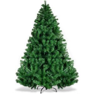 imageGoplus White Artificial Christmas Tree 6ft Premium Unlit Hinged Spruce Full Tree with 1000 Branch Tips and Metal Stand Easy Assembly for Indoor and Outdoor UseGreen