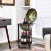 imageGoplus 14 Globe Wine Bar Stand 16th Century Italian Replica Wine Cabinet with Wheels Rustic Wood Liquor Bottle Shelf Movable Globe Wine Rack Bar Cart for Dining Room ampamp Living Room Cielo Blue