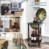 imageGoplus 14 Globe Wine Bar Stand 16th Century Italian Replica Wine Cabinet with Wheels Rustic Wood Liquor Bottle Shelf Movable Globe Wine Rack Bar Cart for Dining Room ampamp Living Room Cielo Blue