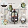 imageGoplus 14 Globe Wine Bar Stand 16th Century Italian Replica Wine Cabinet with Wheels Rustic Wood Liquor Bottle Shelf Movable Globe Wine Rack Bar Cart for Dining Room ampamp Living Room Cielo Blue