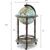 imageGoplus 14 Globe Wine Bar Stand 16th Century Italian Replica Wine Cabinet with Wheels Rustic Wood Liquor Bottle Shelf Movable Globe Wine Rack Bar Cart for Dining Room ampamp Living Room Cielo Blue
