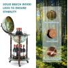 imageGoplus 14 Globe Wine Bar Stand 16th Century Italian Replica Wine Cabinet with Wheels Rustic Wood Liquor Bottle Shelf Movable Globe Wine Rack Bar Cart for Dining Room ampamp Living Room Cielo Blue